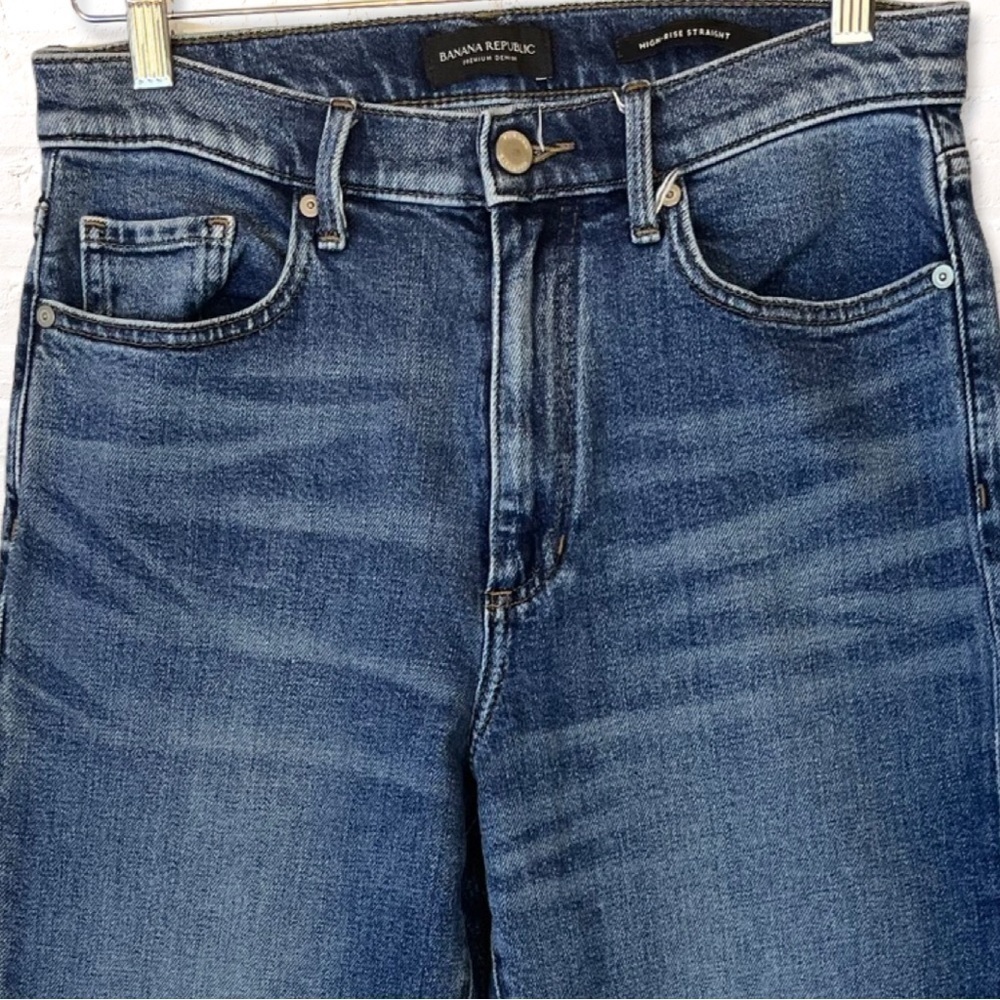 BANANA Republic High Rise Straight Leg Jeans Size 29 Medium Wash Ankle Length - Picture 3 of 10